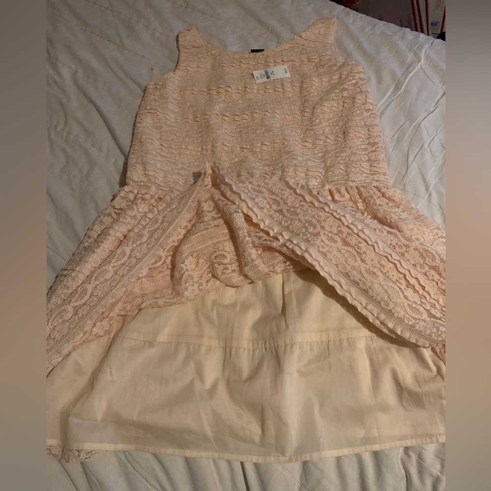 NWT kids Gap XXL 14-16 Blush pink lace dressy dress, with tiered ruffles lined - Picture 3 of 8
